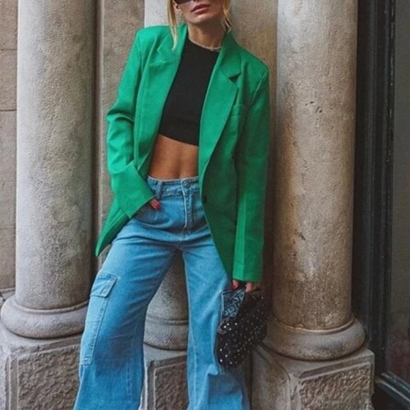 GREEN single button Blazer Jacket - Picture 3 of 12